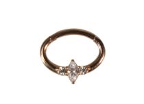 Steel Ring Rose Pink Hinge Septum Strass White | Itc