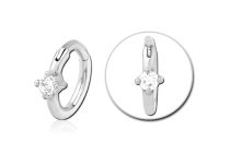 Steel Ring Silver Crystal Hinge White | Itc