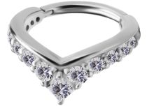 Steel Ring Silver Hinge Strass Set White | Itc