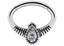 Steel Ring Striped Septum Hinge with Strass | Itc