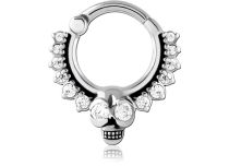 Ring Hinge Septum pattern Crane with Strass White |Itc