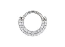 Steel Hinge Ring Double Strass White | Itc