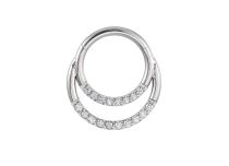 Steel Hinge Ring Double Strass Line White | Itc