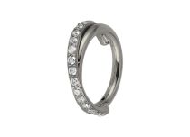 Steel Hinge Ring Twist Pattern Rhinestone White | Itc