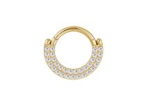 Steel Hinge Ring Gold Double Strass White | Itc