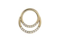 Steel Hinge Ring Gold Double Strass Line White | Itc
