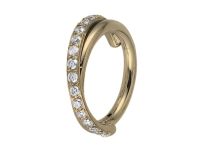 Gold-plated Steel Ring White Strass Twist Pattern Hinge | Itc