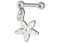 Barbell Acier Spécial Tragus with white crystal flower pendant | Itc