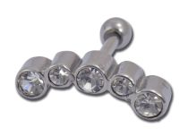 Barbell Steel 5 Colored Strass |Itc