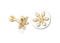 Micro Barbell Acier Doré Flocon à Strass | Itc