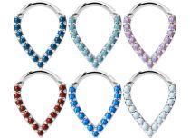 Steel Hinge Ring Drop Shape Opal Style Colorful | Itc