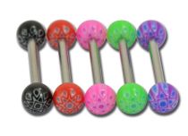 Barbell Steel Acrylic balls 5 mm Colored Mandala pattern | Itc