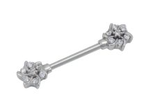 White Strass Flower Steel Stud Jewel |Itc