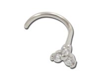 Stud Nose Steel Flower White Crystal | Itc