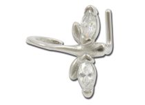 Stud Nose Steel pattern Dragonfly White Crystal | Itc