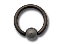 Titanium Ring Black Hematite Ball 4 mm | Itc