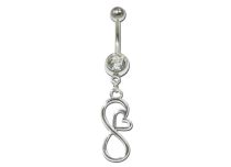Banana Steel Fancy White Crystal Infinity motif with inlaid Heart | Itc