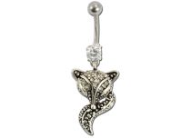 Fancy steel banana with fox motif and white crystal | Itc