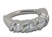 Steel Banana with Triple White Crystal Hinge | Itc