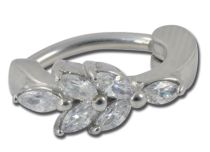 Steel Banana with White Crystal Flower Hinge | Itc