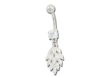 Fancy Steel Banana Flower motif Set with White Crystal | Itc