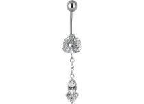 Banana Steel Rhinestone White Engraved Pendant | Itc