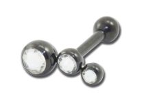 Barbell Steel Black Triple Strass pattern | Itc