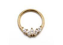 Steel Ring PVD Gold Hinge 5 Strass | Itc