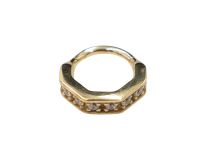 Hinge ring CoCr Pvd Gold 1.2X8 hexagonal strass