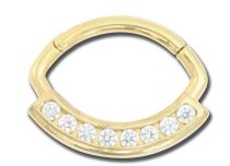 Steel Hinge Ring Gold Strass White | Itc