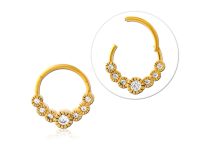 Steel Hinge Ring Gold Crown Rhinestone Round | Itc