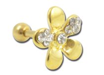 Micro Barbell Steel Gold Flower with Strass | Itc