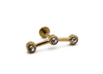 Labret Steel PVD Gold Triple Strass Right | Itc