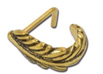 Nose Stud Steel Gold Straight Angle Feather Pattern | Itc