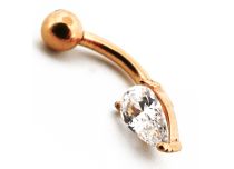 Micro Banana Steel PVD Gold with Strass Waterdrop motif | Itc