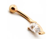 Micro Banana Steel PVD Gold Strass Waterdrop | Itc