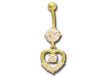 Banana Steel Fine Gold Heart motif Set with White Crystals | Itc