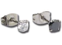Pair of Steel Chips with Round Crystal Black or White | Itc