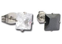 Pair of Steel Chips with Square Crystal Black or White | Itc