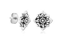 Pair of Losange Flower Design Steel Earrings | Itc
