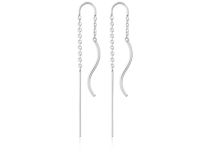 Pair of Silver Earrings with Chains and Wavy Pendant | Itc