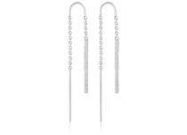 Pair of Silver Earrings with Chains and Straight Pendant | Itc