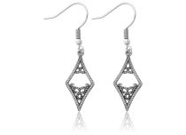 Pair of silver-plated rhinestone Losange earrings | Itc
