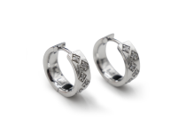 Pair of CoCr round square rhinestone earrings 0.8x10