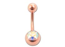 Navel Banana Pink Gold Steel with Colored Faceted Crystal | Itc