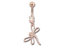 Steel belly button pink with dragonfly rhinestones | Itc