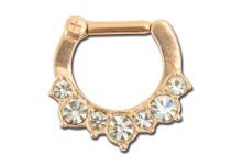 Rose Gold Steel Septum Ring with White Crystal Hinge | Itc