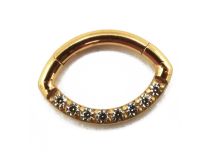 Titanium Hinge Ring PVD Gold Sterile Pattern Rugby Ball with Strass | Itc