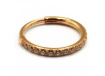 Nose Hinge Ring Titanium PVD Gold Sterile Strass Pattern White | Itc