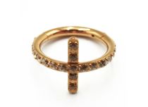 Hinge Ring Titanium PVD Gold Sterile Strass Cross Pattern | Itc
